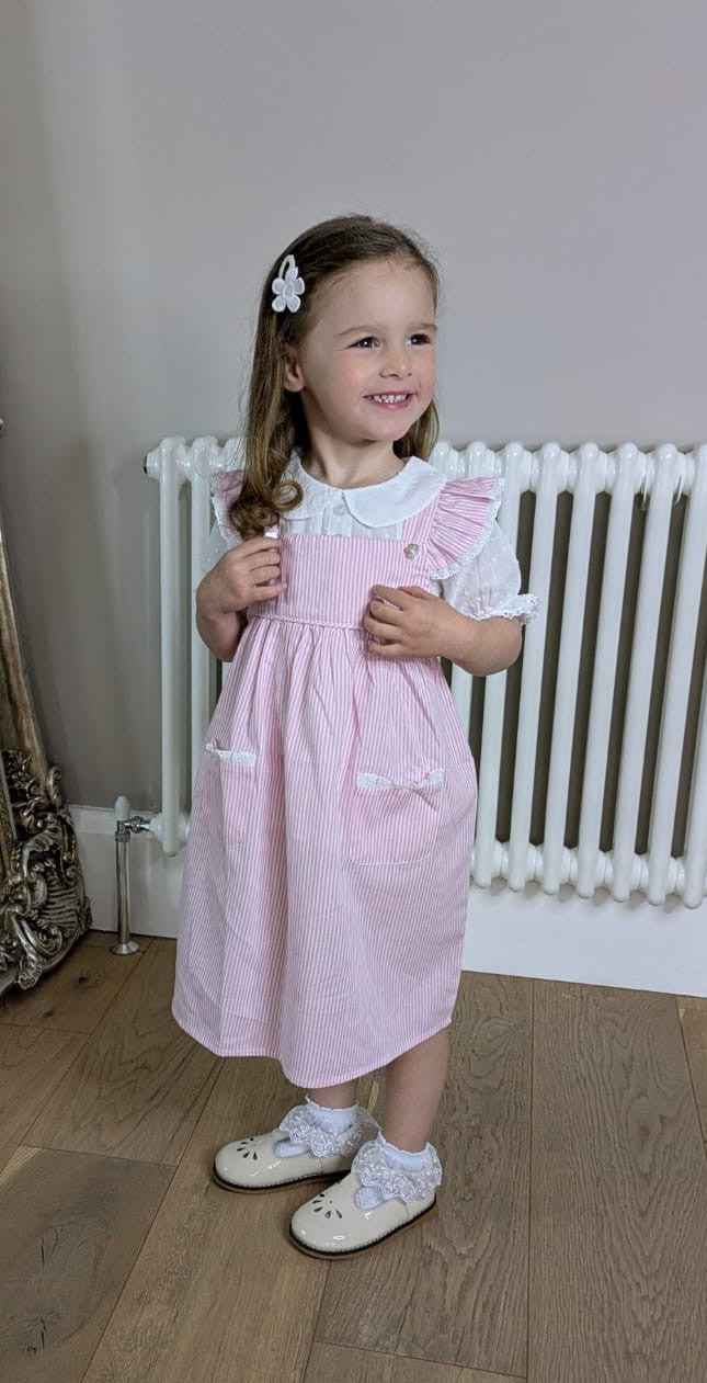 Tilly Pink Striped Sundress Pinafore: - Main Image