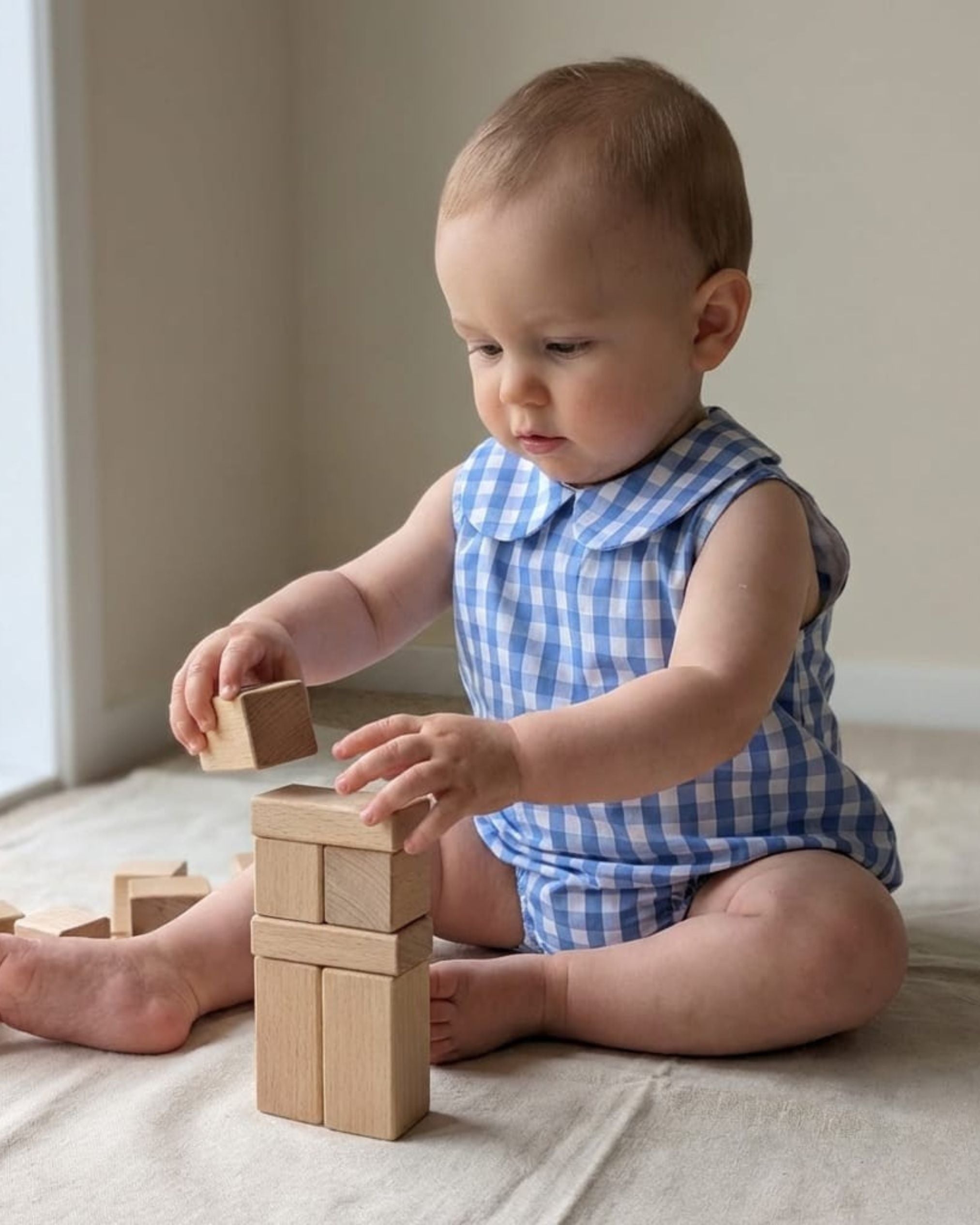 Blue and White Vichy Romper - Stylish Sleeveless Summer Outfit