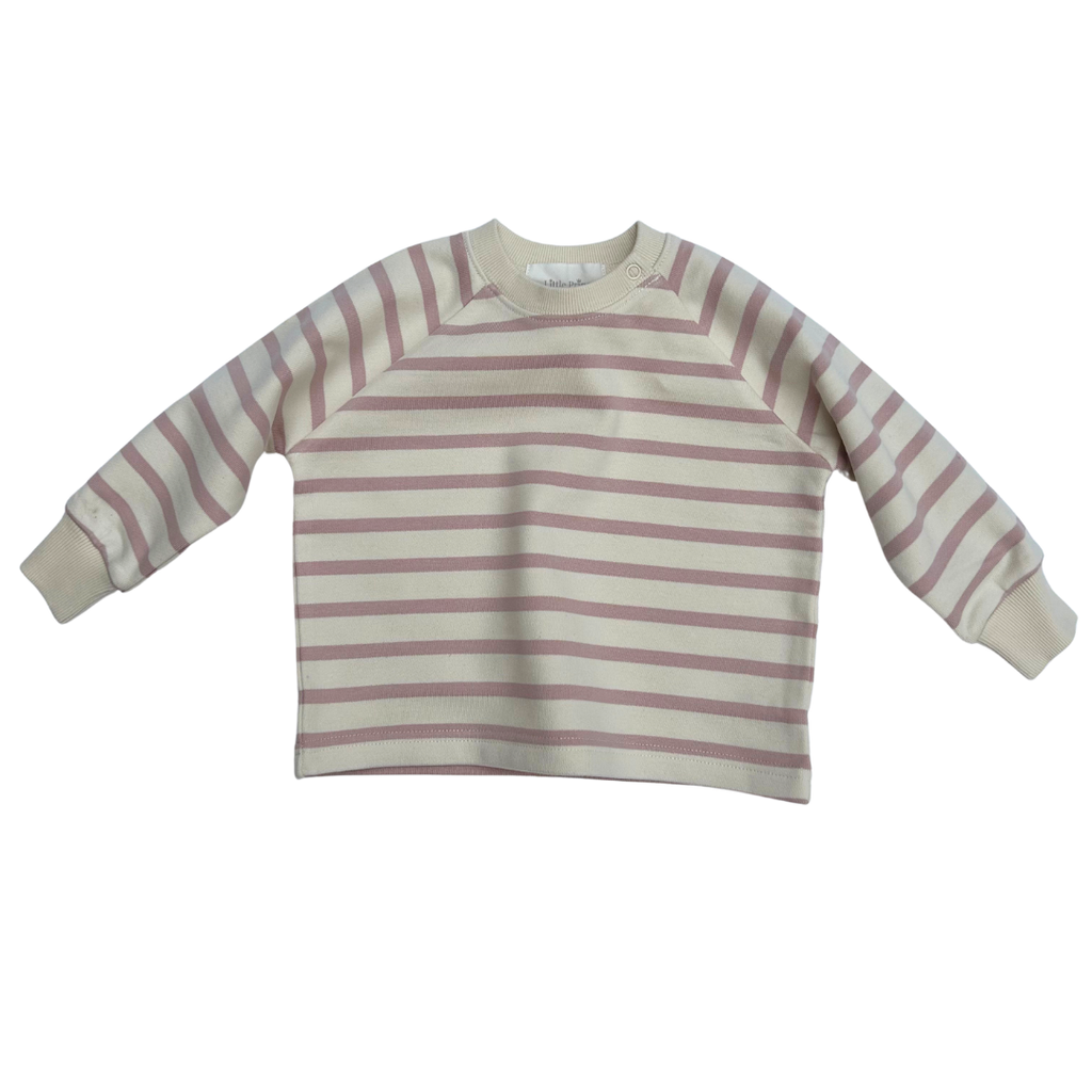 Cotton Sweatshirt - Dusky Pink Stripe: Dusky Pink Stripe