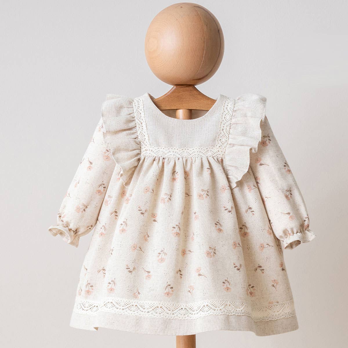 NEW - Flower Design Natural Linen Dress