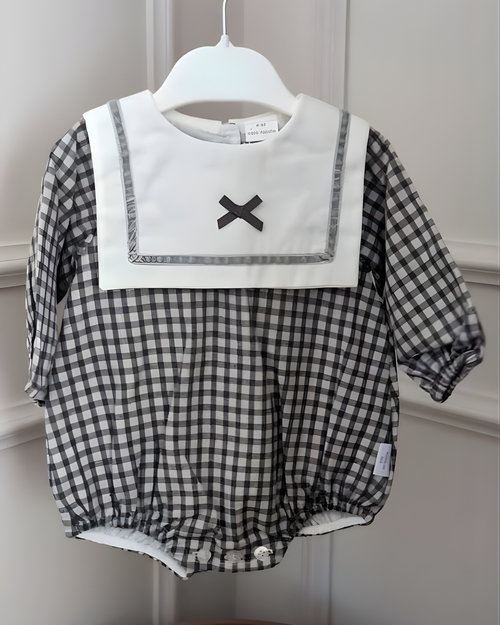 Classic Grey Gingham Romper - Minnie and Moon