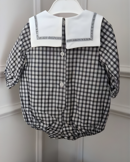 Classic Grey Gingham Romper - Minnie and Moon