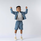 Kids Organic Cotton Shacket: Slate Blue