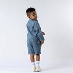 Kids Organic Cotton Shacket: Slate Blue