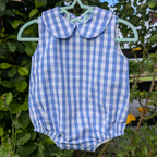 Blue and White Vichy Sleeveless Romper