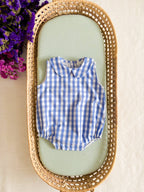 Blue and White Vichy Sleeveless Romper