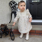 Flower Design Natural Linen Dress