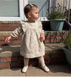 Flower Design Natural Linen Dress