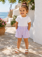 Pink  & White Striped Shorts