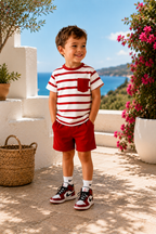 Red stripe Short Set