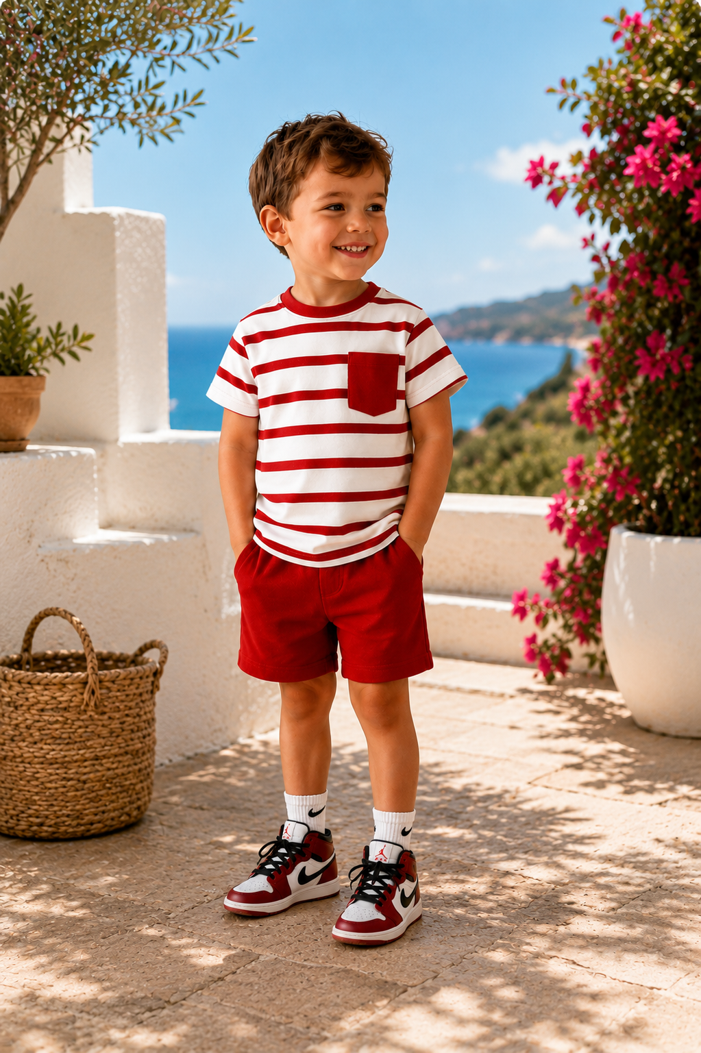Red stripe Short Set