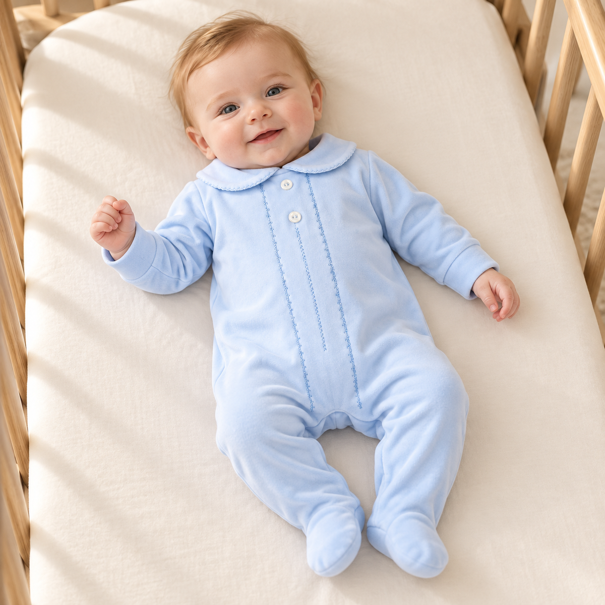 Classic Velour Baby Sleepsuit