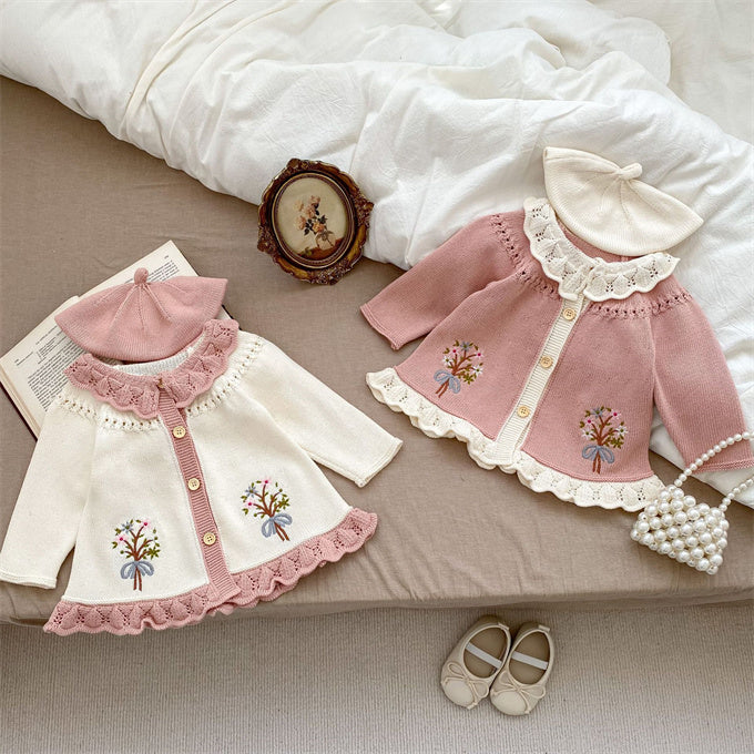 Embroidered White Cardigan