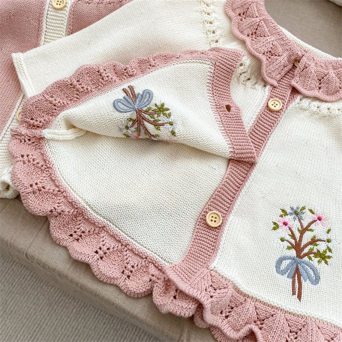 Embroidered White Cardigan