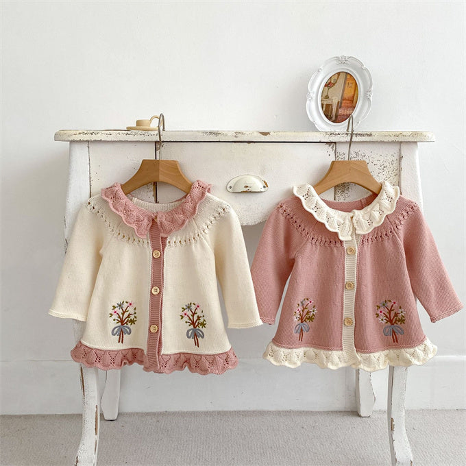 Embroidered White Cardigan