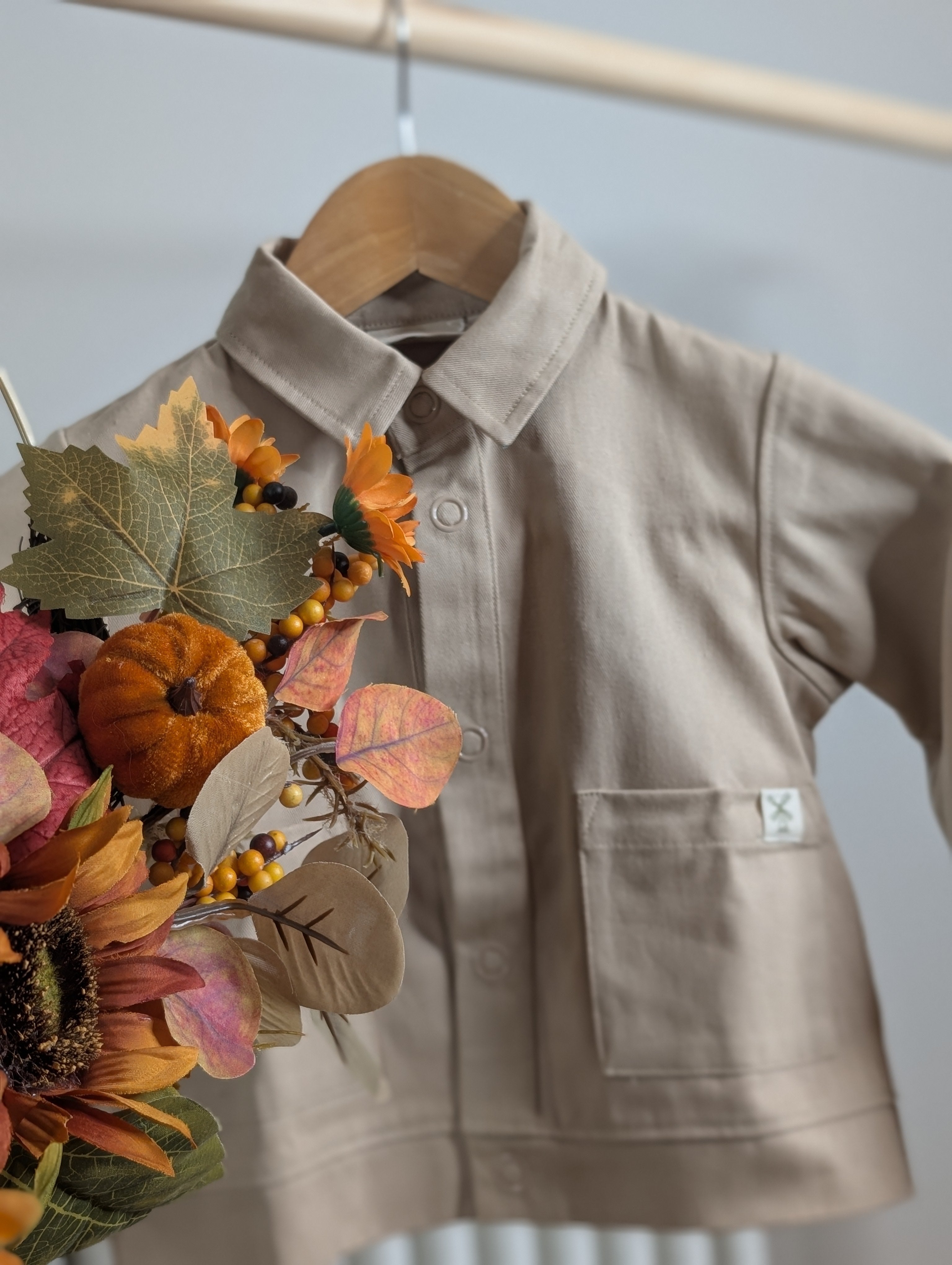 Kids Organic Cotton Shacket: Oat