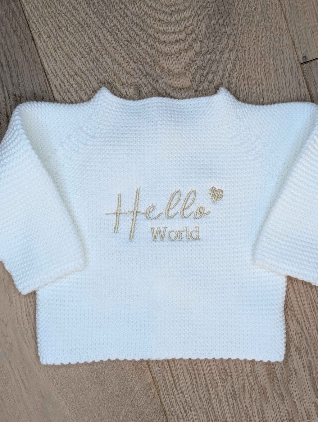 Embroidered "Hello world" Cardigan White