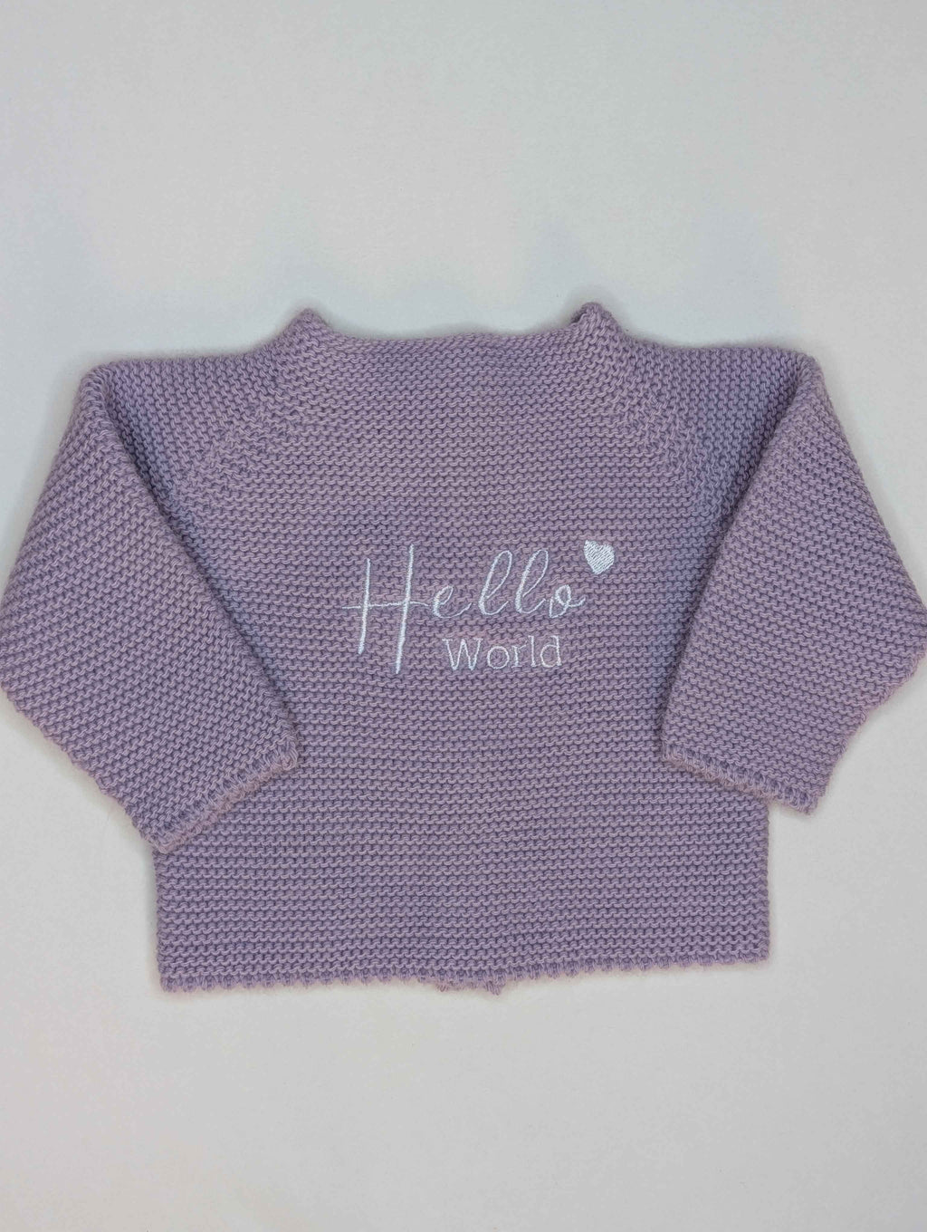 Embroidered "Hello world" Cardigan Purple