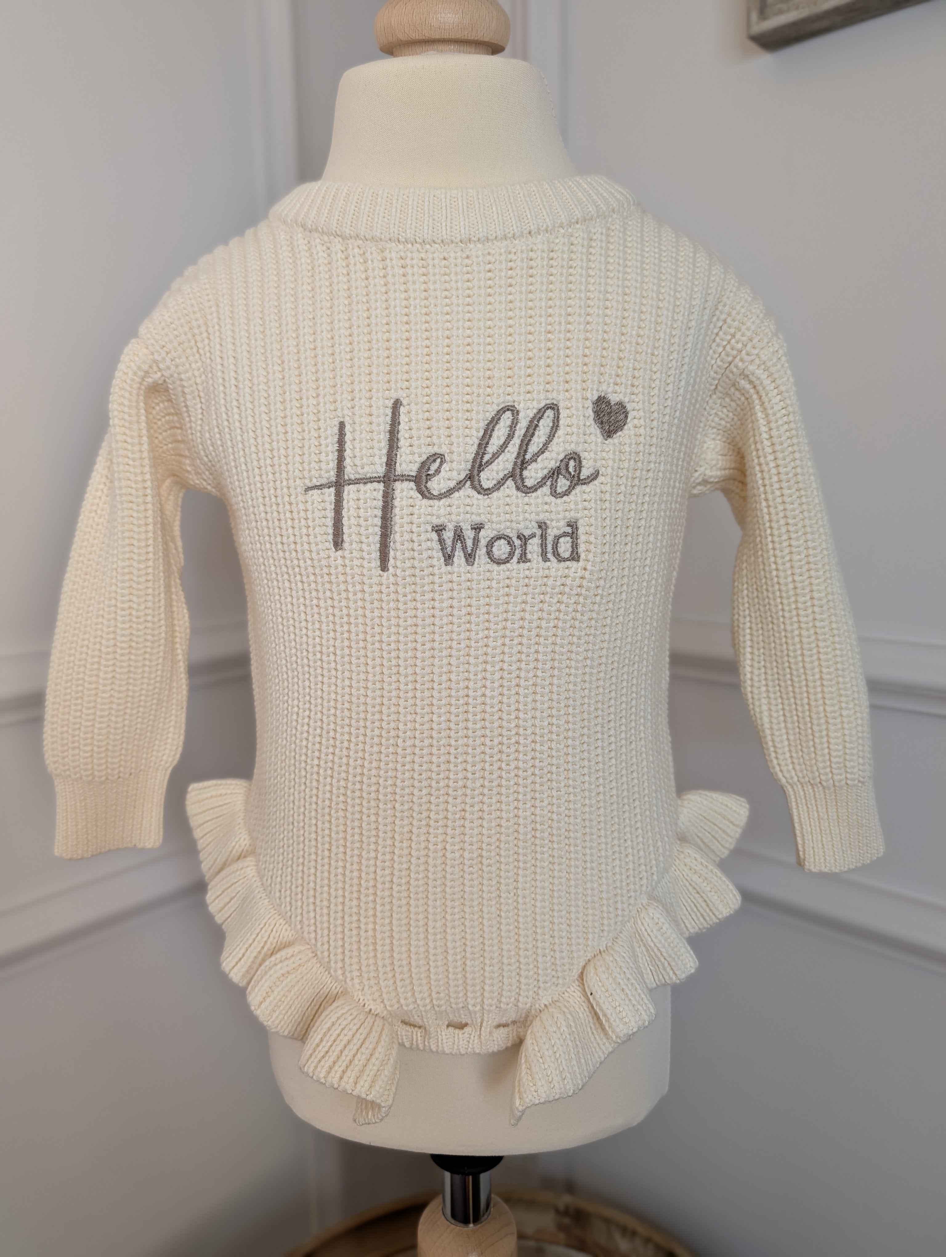Embroidered "Hello World" Romper