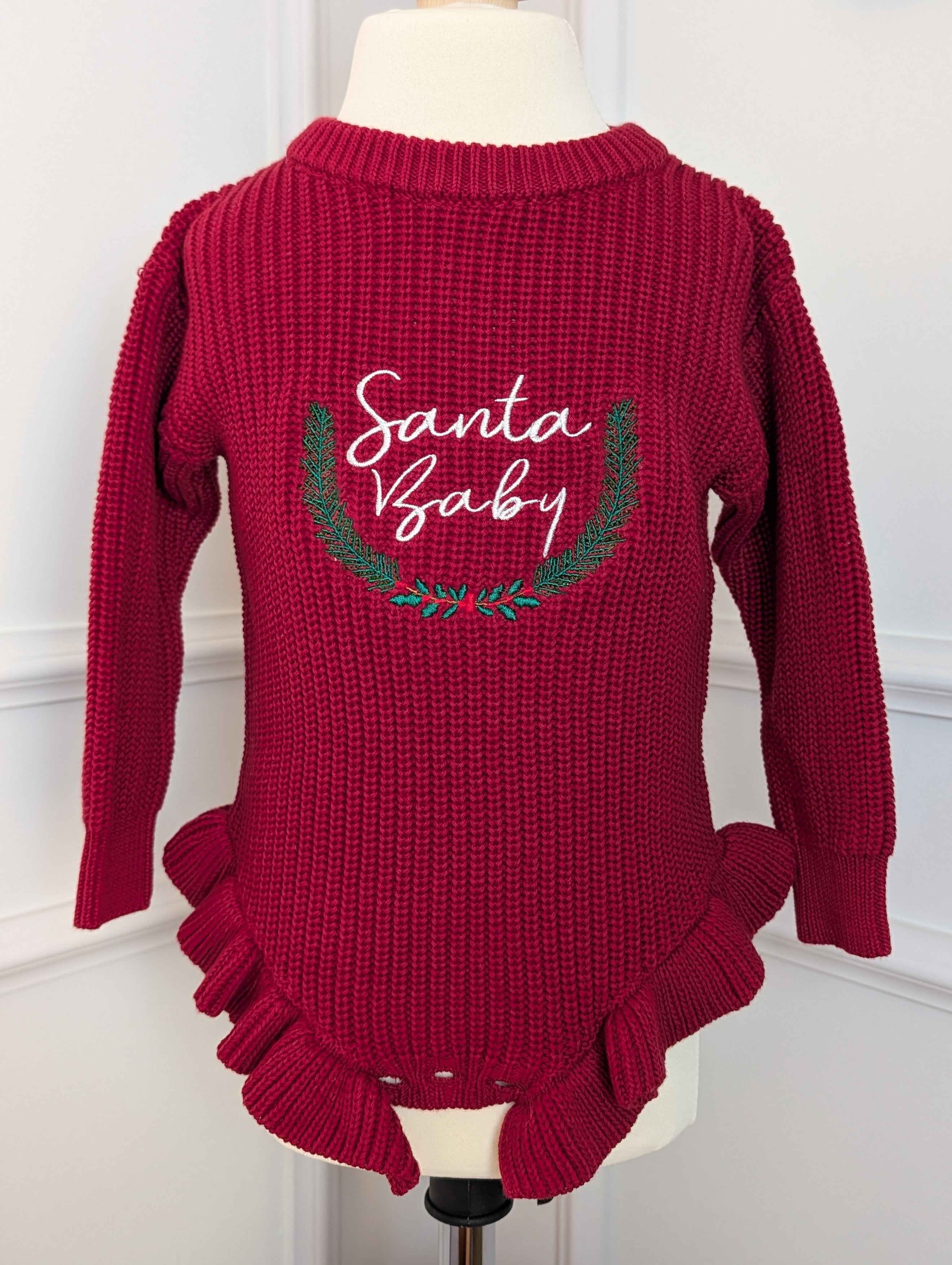 Knitted Santa Baby embroidered Christmas romper