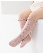 Pink Ruffled Trim Knee Sock