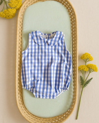 Blue and White Vichy Sleeveless Romper