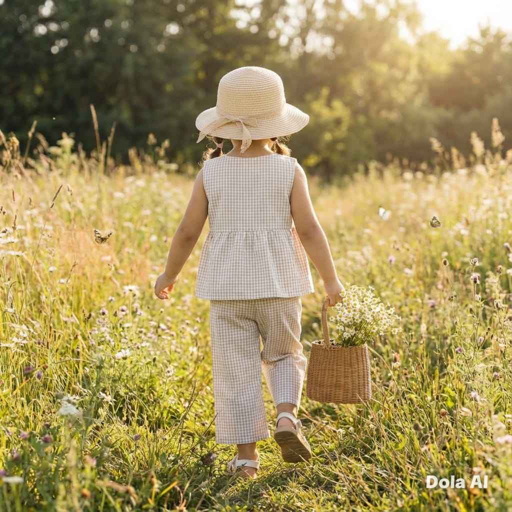 Natural gingham co-ord