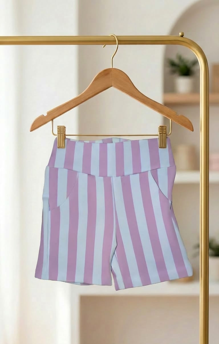 Pink  & White Striped Shorts