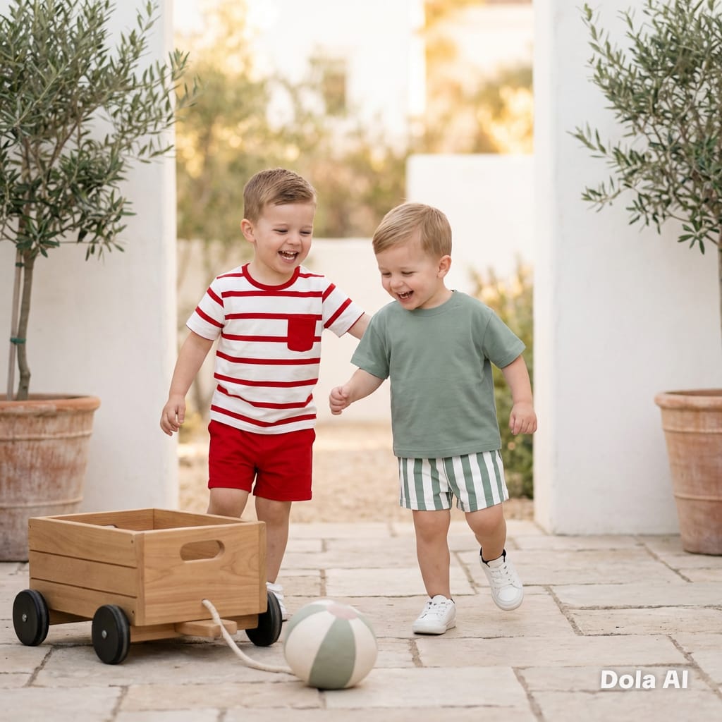 Red stripe Short Set