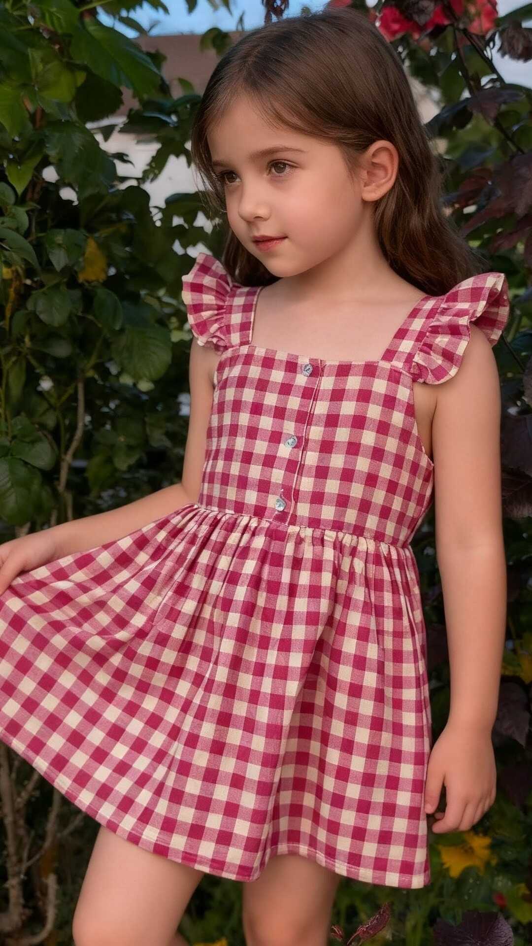 Pink Cream Vichy Muslin Dress for Girls – Stylish and Comfortable Attire
