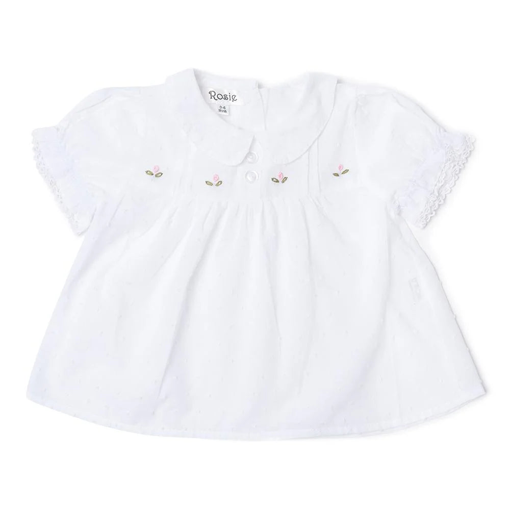 Little White Blouse with pink rosebuds