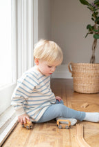 Cotton Sweatshirt - Cornflower Blue Stripe