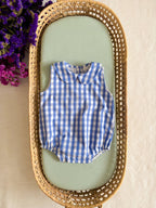 Blue and White Vichy Sleeveless Romper