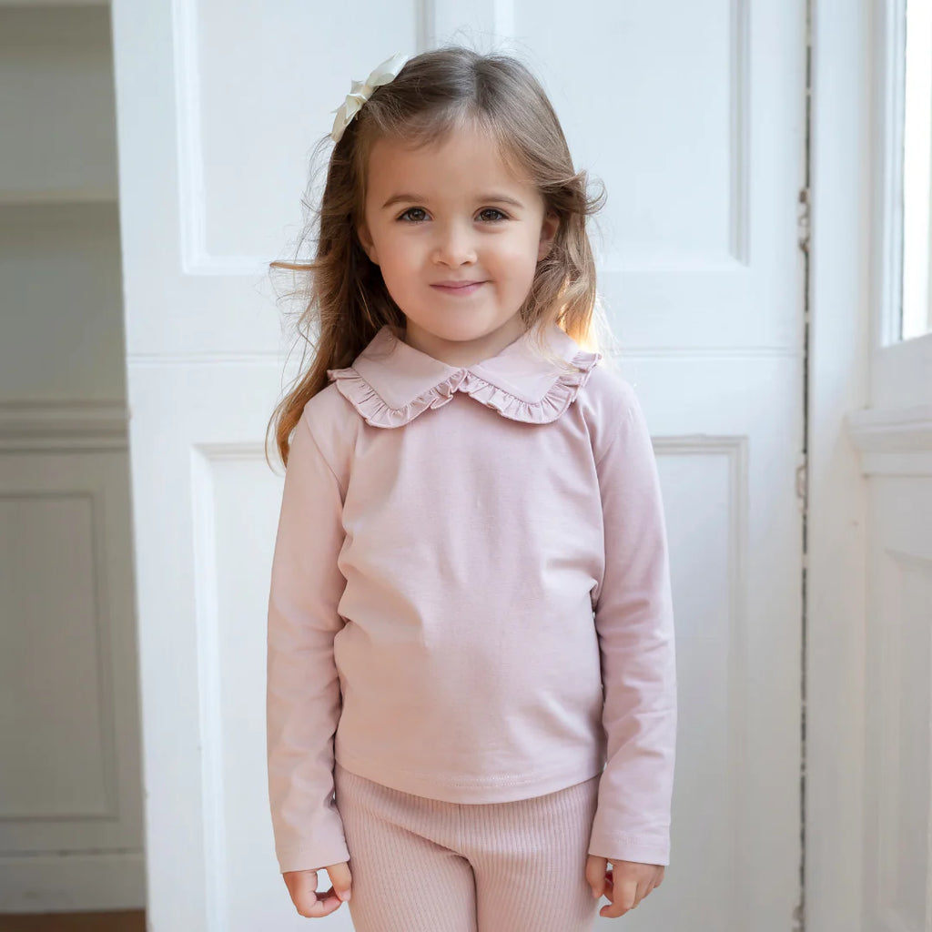 Dusky Pink Cotton Frill Blouse