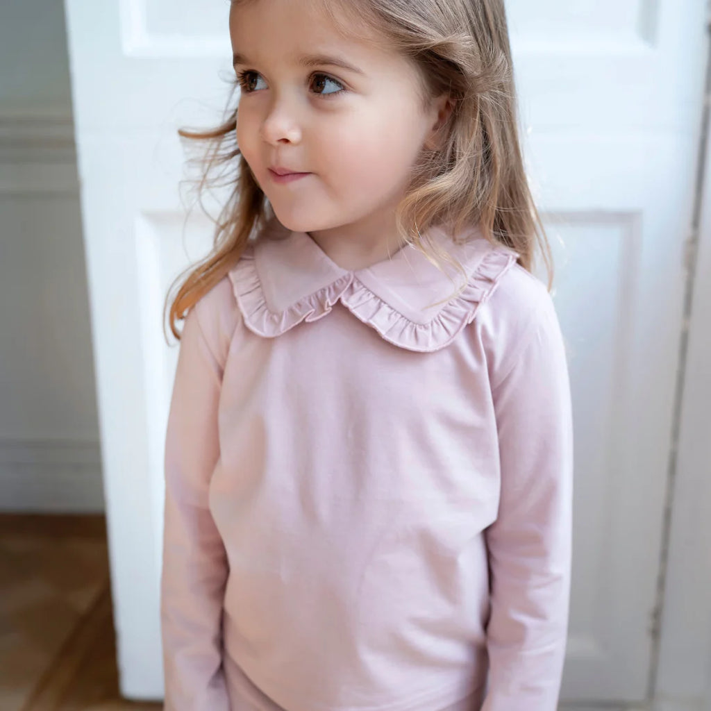 Dusky Pink Cotton Frill Blouse