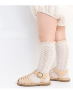 Oatmeal Ruffled Trim Knee Sock