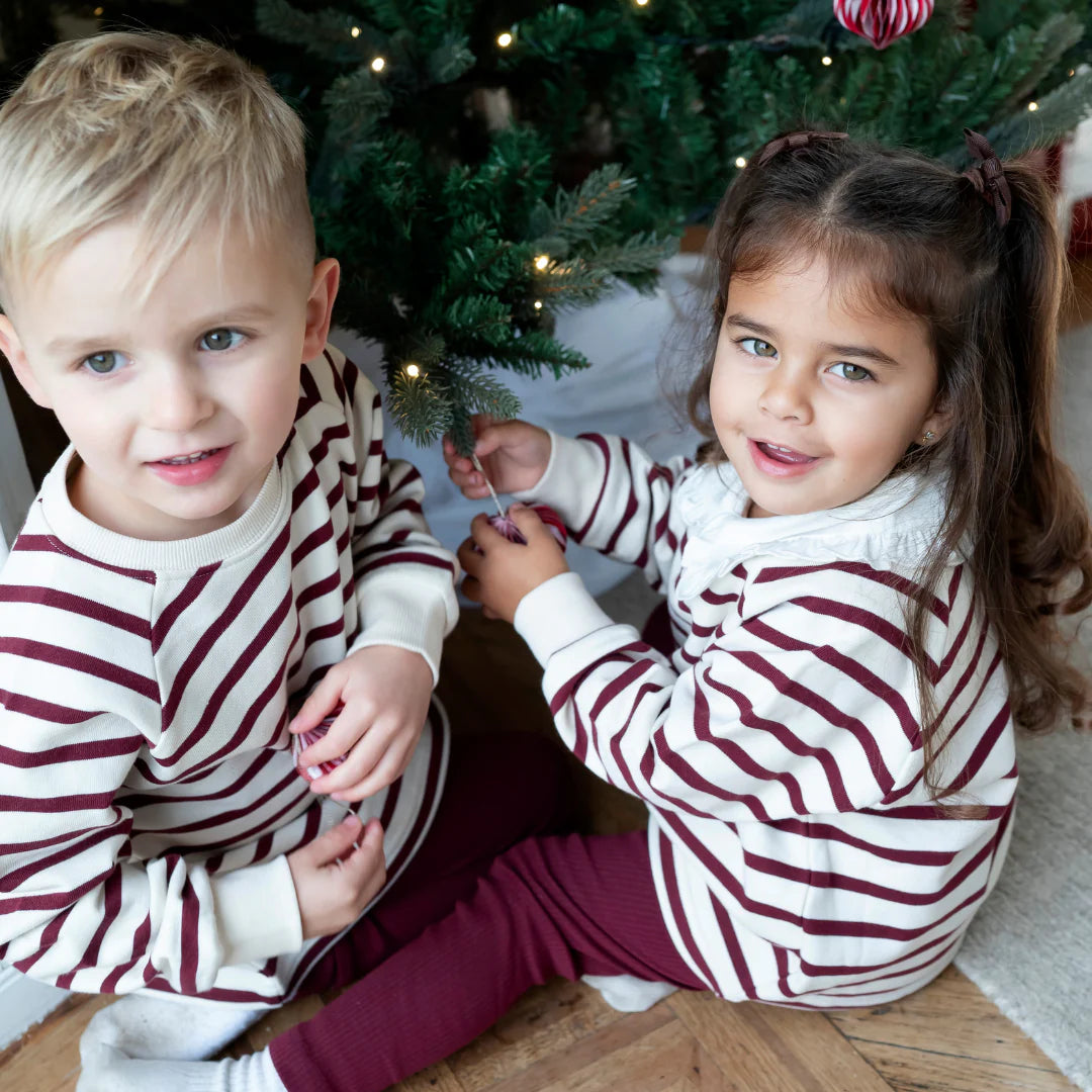 Maroon Stripe Cotton Sweatshirt