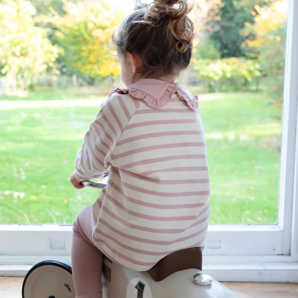 Dusky Pink Stripe Cotton Sweatshirt