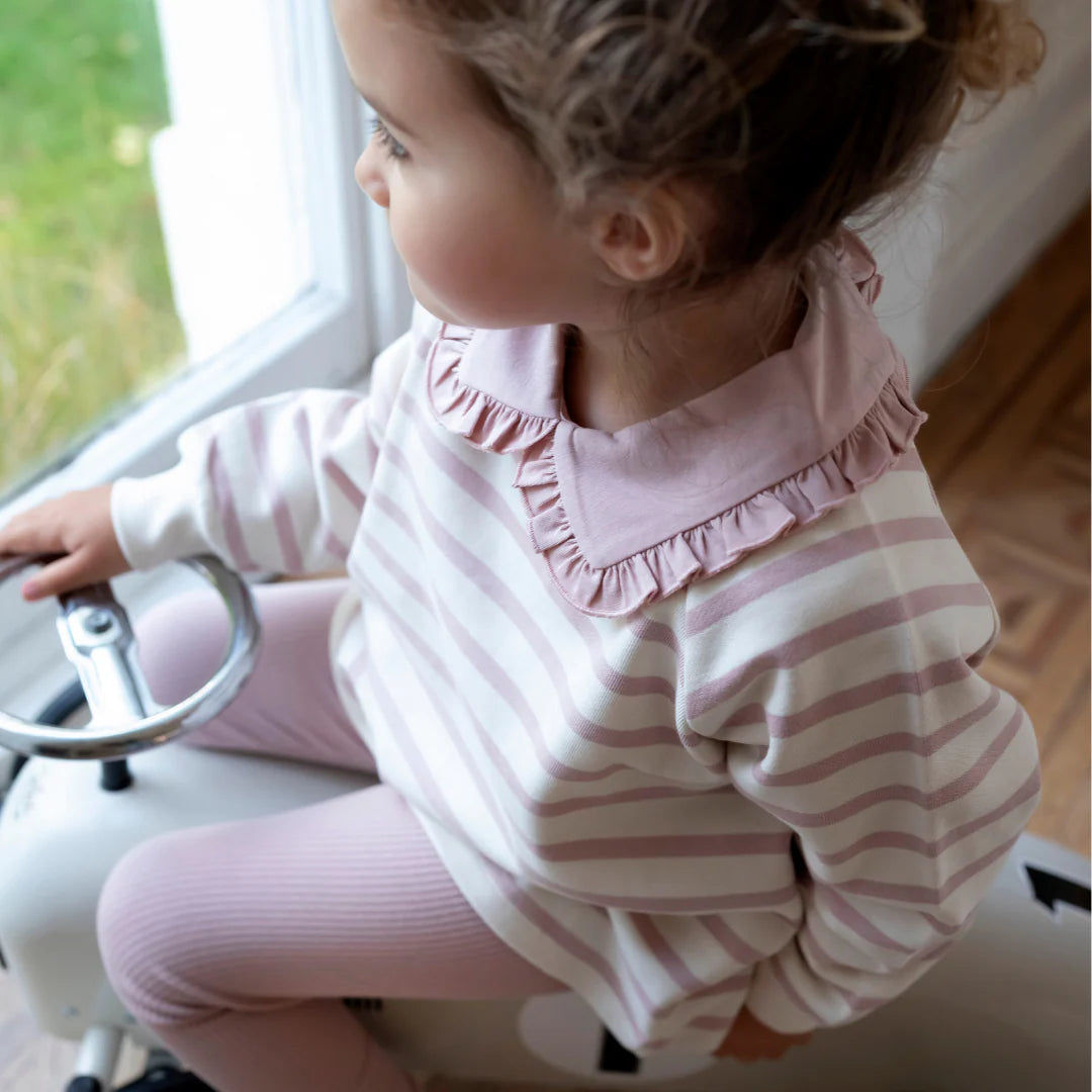 Dusky Pink Stripe Cotton Sweatshirt