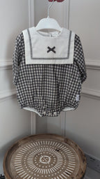 Classic Grey Gingham Romper