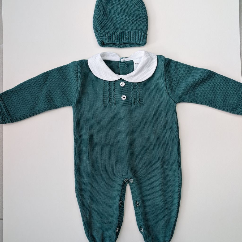 Green Knitted Romper & Hat