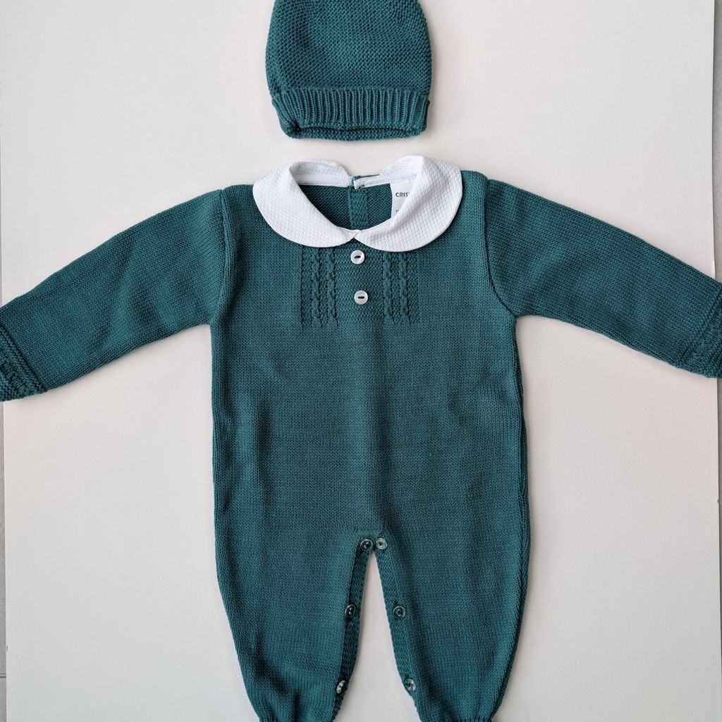 Green Knitted Romper & Hat