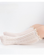 Oatmeal Ruffled Trim Knee Sock