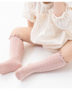 Pink Ruffled Trim Knee Sock